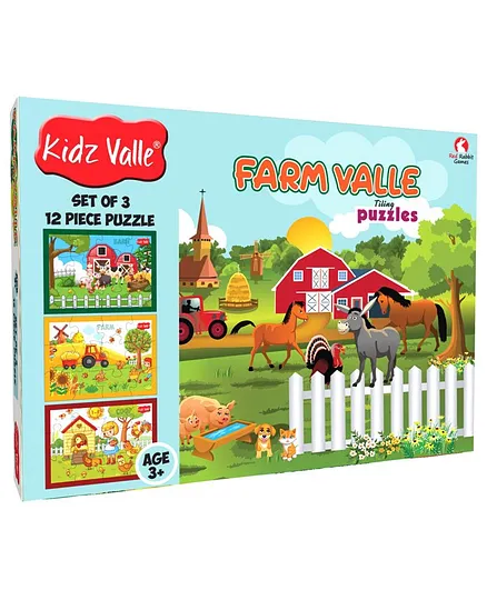 Kidz Valle Farm Valle Jigsaw Puzzle - Set of 3 12 Piece Puzzle