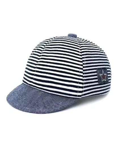 Ziory Striped Baby Summer Cap Navy Blue Circumference 50 cm