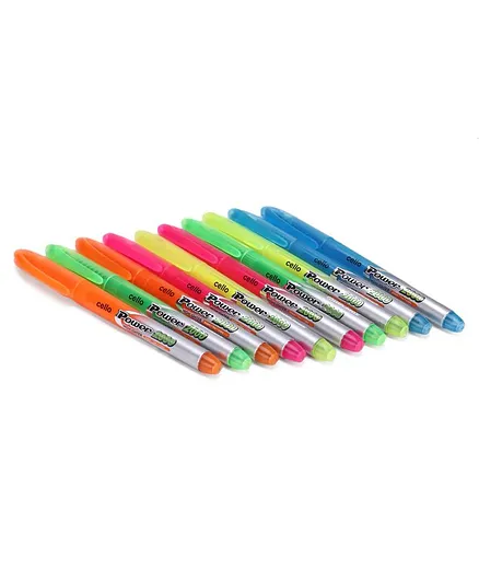 Cello Power Line Highlighter Multicolor - Pack of 10