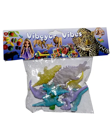 VibgyorVibes Glow in Dark Animal Figures Pack of 8 - Multicolour