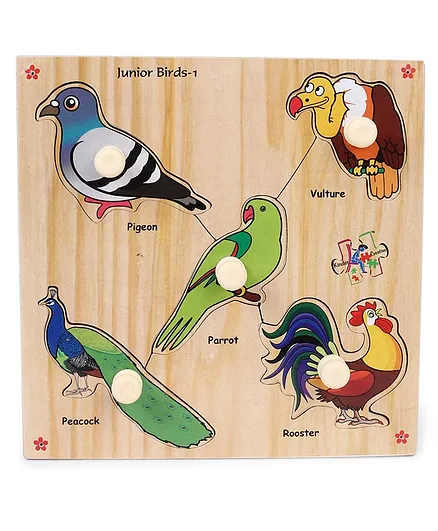 Kinder Creative Wooden Junior Birds With Knobs Puzzle - Multicolor