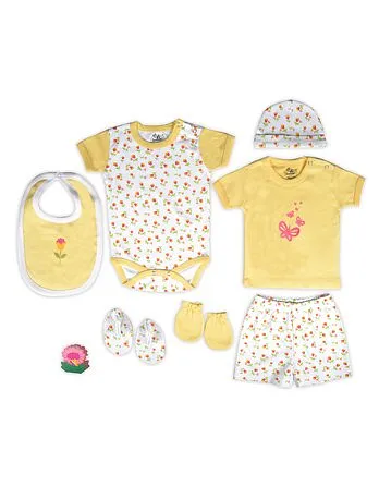 Beebop Babee's Clothing Gift Set Floral Print Pack of 7 - Yellow