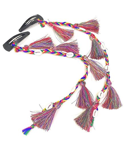 SKD Navratri Theme Tassels Embellished Hair Clips - Multi Colour