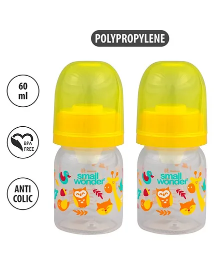 Small Wonder Admire Polypropylene Feeding Bottle Pack of 2 Yellow - 60 ml each