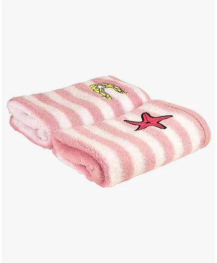 My Milestones Luxe Plush Hand Towel Modern Stripes Set 2 Pc- Pink White