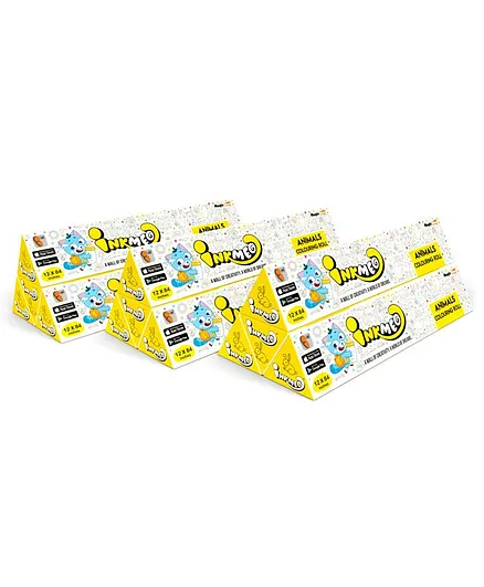 Inkmeo Reusable Animals Colouring Roll  Yellow White - Pack of 12 