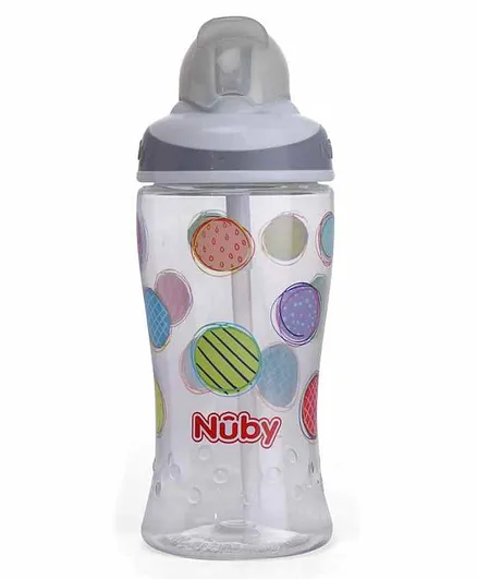Nuby Flip It Boost Thin Straw Sipper Grey - 360 ml