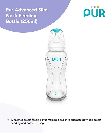 Pur Advanced Slim Neck Feeding Transparent Bottle - 250 ml