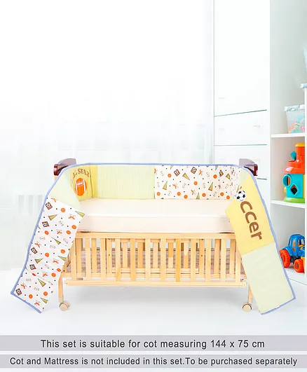 Babyhug Premium Cotton Crib Bumper Large -Sports Theme (Cot not Included)