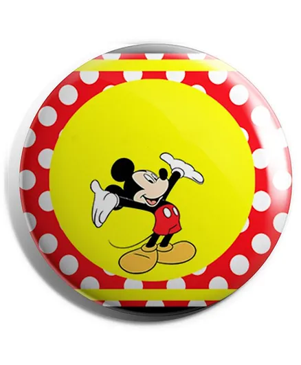 Funcart Mickey Mouse Plastic Button Pin Badge - Yellow