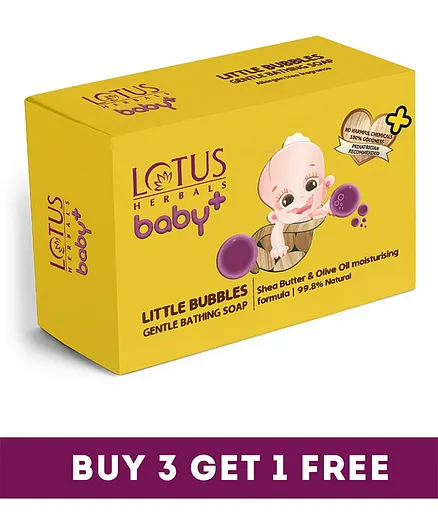 Lotus Herbals Baby Plus Little Bubbles Gentle Bathing Soaps Pack of 4 (Buy 3 Get 1 Free) - 75 grams Each