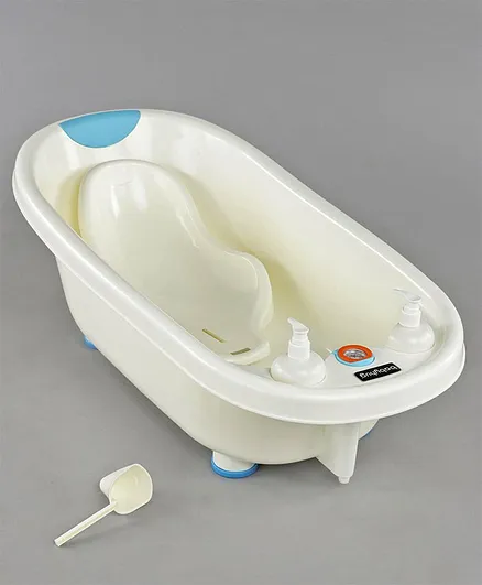 Babyhug Large Size Baby Bath Tub & Bath Sling With Bathing Mug - Blue
