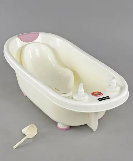 Babyhug Large Size Baby Bath Tub & Bath Sling With Bathing Mug - Pink