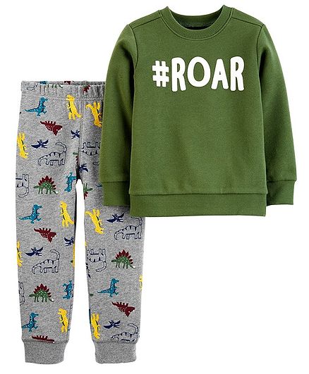 NWT Carters Construction Dinosaur Boys Short Sleeve Pajamas Set 18 24 M