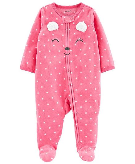 Carter/'s Boy/'s Buffalo Check Zip-Up Fleece Sleep Or Play PJ/'s with Bear