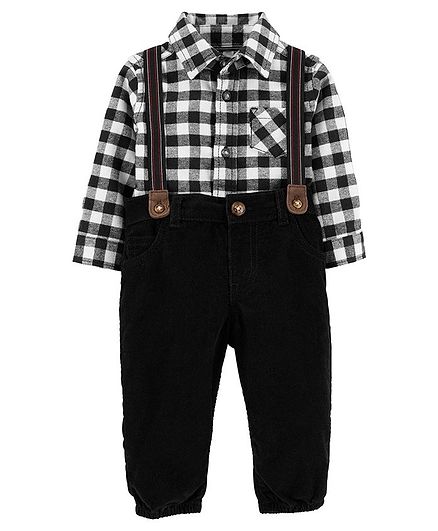 Carter/'s Kid Boys Plaid Button Down Shirt 4//5 Black Red New