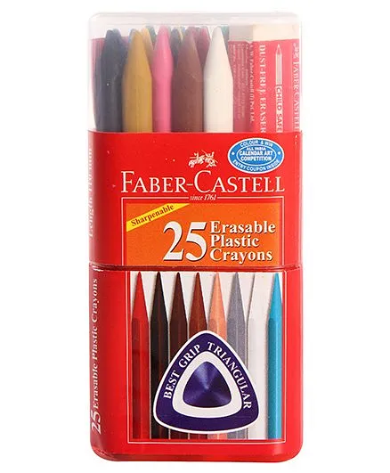 Faber Castell 25 Erasable Plastic Crayons With Free Eraser