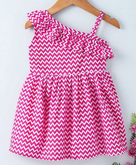 Pink Chevron One Shoulder Dress