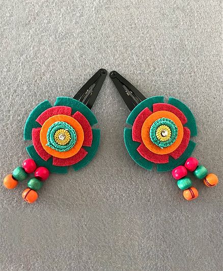 Kalacaree Beads Design Set Of Two Snap Clips Multi Color For Girls