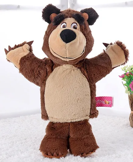 Masha and the Bear Plush Hand Puppet Toy Brown - 26 cm