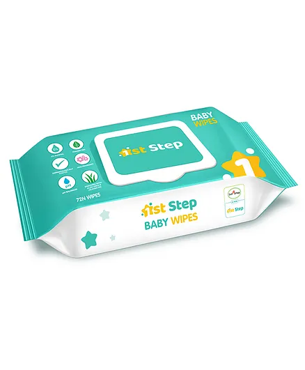 1st Step Baby Wet Wipes With Lid Enriched With Aloe Vera And Jojoba Oil - 72 Pieces