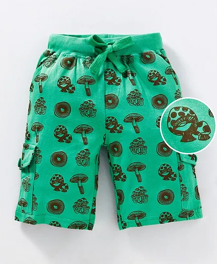 Kiddopanti Mushroom Print Cargo Shorts - Green
