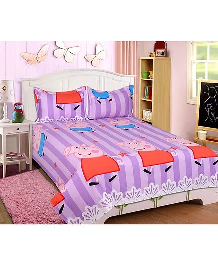 Sassoon Orro Peppa Pig Cotton Double Bed Sheet With Two Pillow