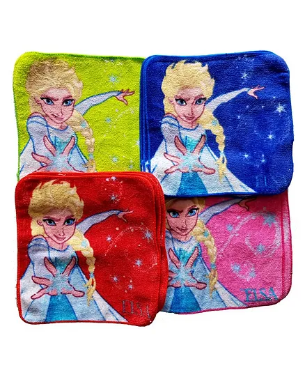 Sassoon Disney Frozen Printed Cotton Wash Cloth Set of 12 - Multicolor