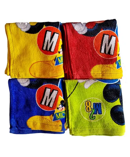 Sassoon Disney Mickey Printed Cotton Wash Cloths Set of 12 - Multicolor