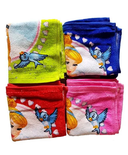 Sassoon Disney Princess Printed Cotton Wash Cloths Set of 12 - Multicolor