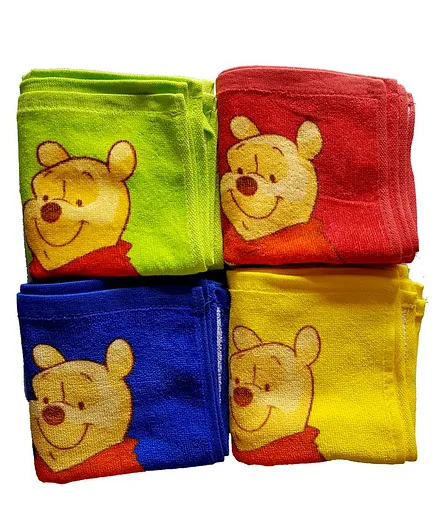Sassoon Winnie The Pooh Printed Cotton Wash Cloths Set of 12 - Multicolor 