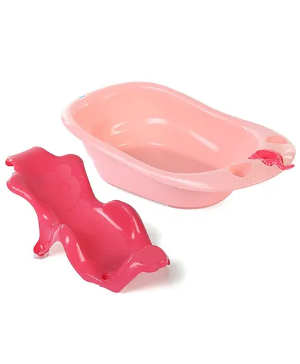 Large Size Baby Bath Tub With Bath Sling - Pink