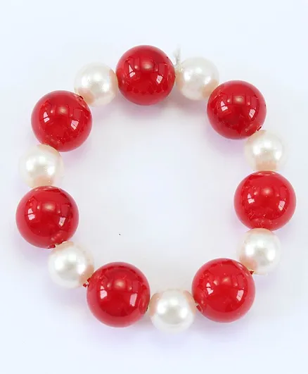 Pihoo Dual Shaded Pearl Bracelet - White & Red