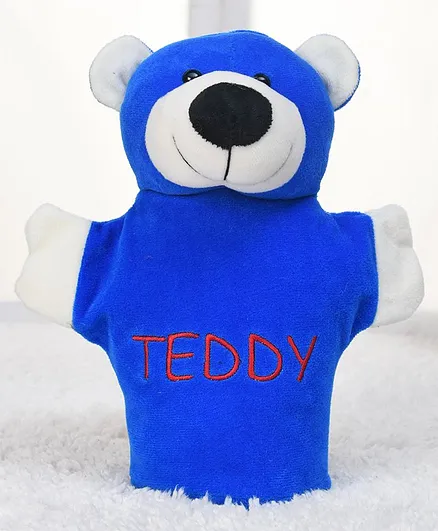 Play Toons Teddy Hand Puppet Blue White - Height 21 cm