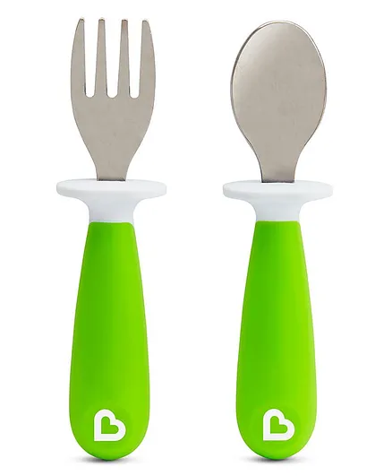 Munchkin Raise Spoon & Fork Green - Pack of 2