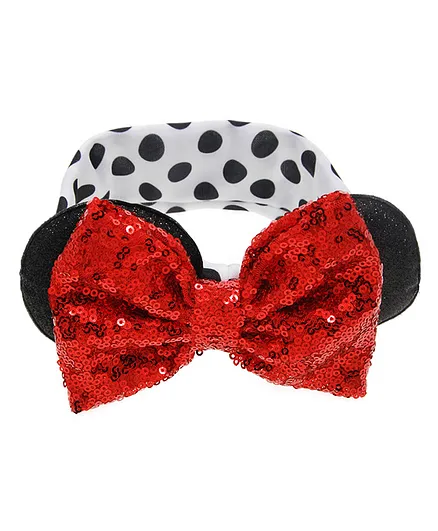 Akinos Kids Sequin Bow Design Headband - Red