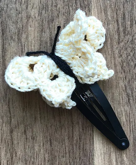 This and That by Vedika Crochet Butterfly Hair Clip - Off White