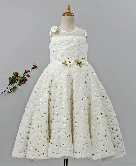 Enfance Gold Star Print Sleeveless Gown 