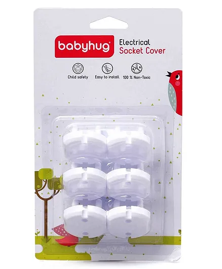 Babyhug 2 Pin Plug Protector Set Of 6 - White