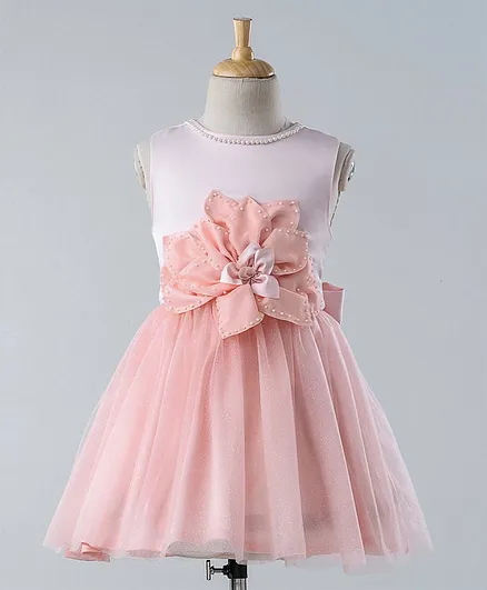 Nauti Nati Big Flower Applique Sleeveless Dress - Peach