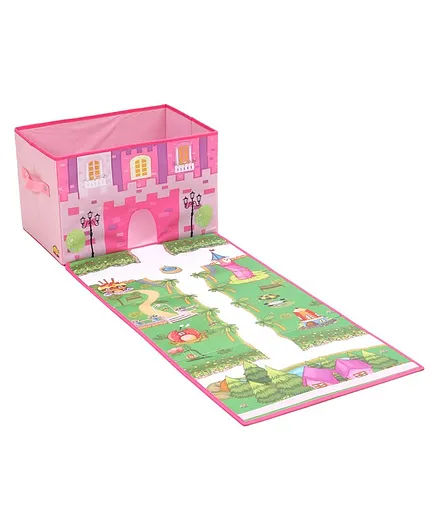 Ramson Princess Castle Storage Box With Play Mat - Pink Green