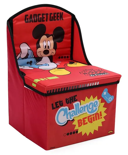 Disney Mickey Mouse Kids Chair Cum Storage Box - Red