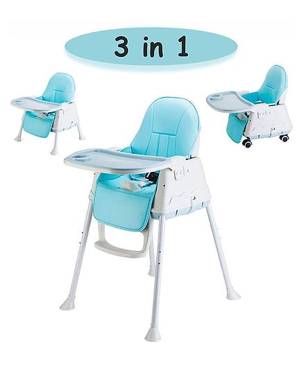 SYGA High Chair for Baby Kids,Safety Toddler Feeding Booster Seat Dining Table Chair with Wheel and Cushion(Blue)