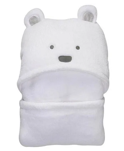 Brandonn Flannel Baby Blanket Bear Design - White