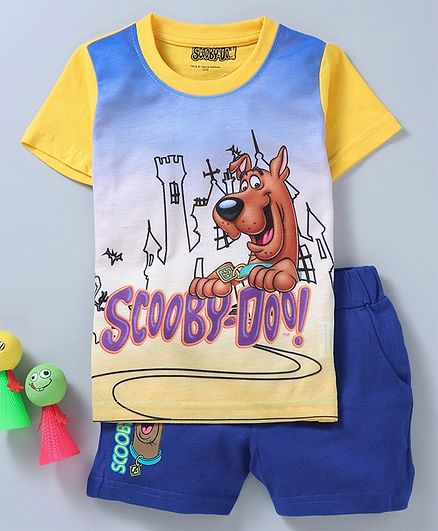 Buy Eteenz Half Sleeves Tee Shorts Set Scooby Doo Print Blue