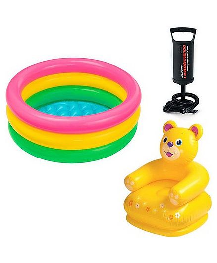 Intex Kids Swimming Pool With Teddy Chair Hand Pump Multicolour Online India Buy Outdoor Play Equipment For 12 Months 5 Years At Firstcry Com