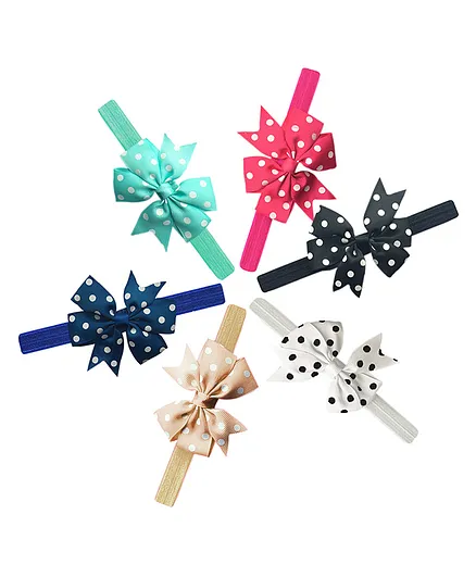 Bembika Polka Dots Ribbon Hairbows Pack of 6 - Multicolour
