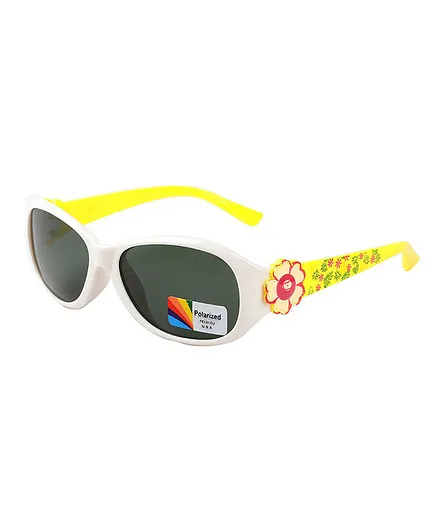 Spiky Flower Printed Polarised UV Protection Sunglasses - White