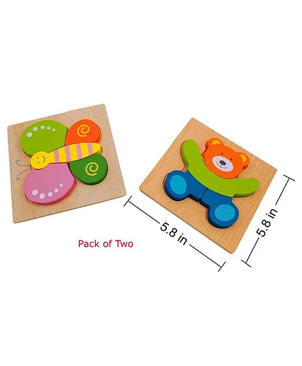 Vibgyor Vibes Wooden Board Puzzle Pack of 2 Multicolor - (Designs May Vary)
