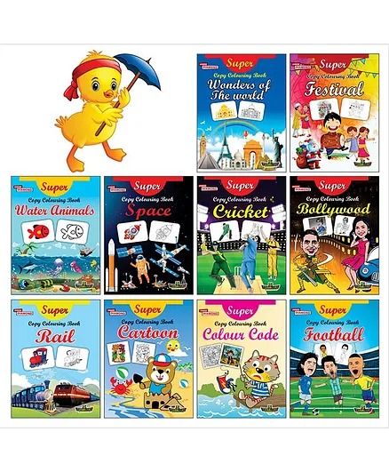 Super Copy Colouring Book Set of 10 Books - English